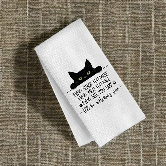 Black Cat Hand Towel Kitchen Decor Halloween Decoration Soft Tea Dish Cloth Gift - Picture 6 of 7